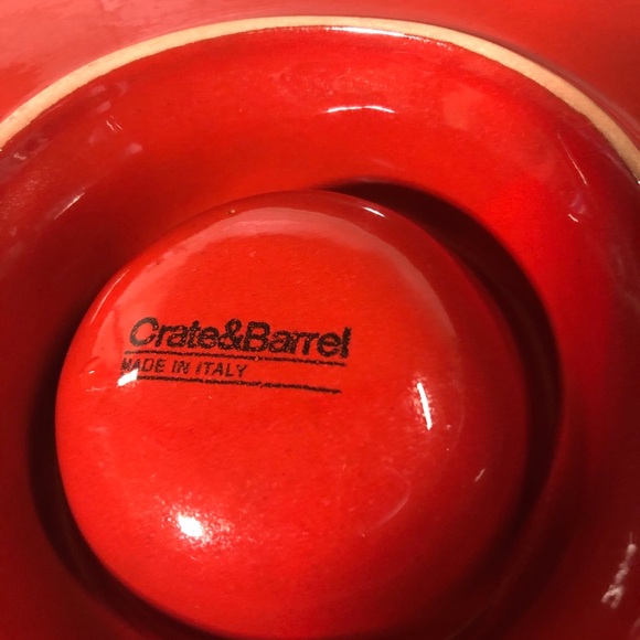 Crate and Barrel Chip & Dip Tray Server Rustic Red CBL202 13" Italy Artisanal - Picture 3 of 6